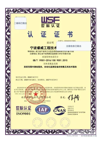 ISO 9001 质量管理体系认证脱敏展示图